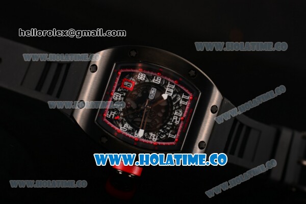 Richard Mille RM 007 Miyota 9015 Automatic PVD Case with Arabic Numeral Makrers Skeleton Dial and Black Rubber Strap - Click Image to Close